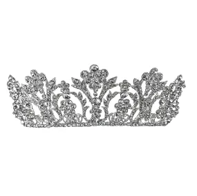 Estella Crystal Floral Bouquet Silver Tiara