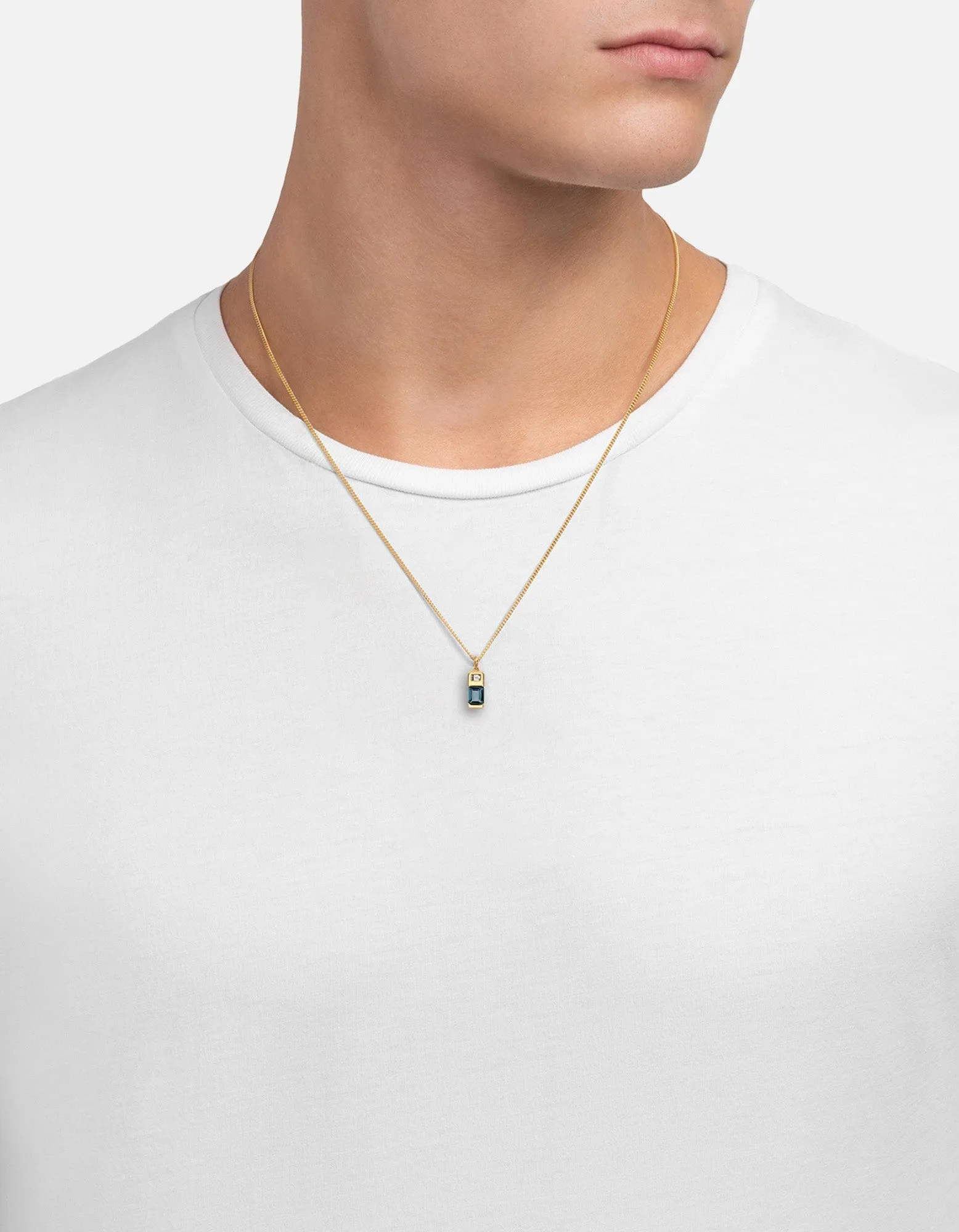 Everett London Blue Topaz Necklace, Gold Vermeil/Baguette Sapphire