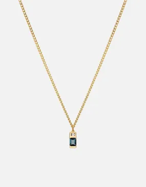 Everett London Blue Topaz Necklace, Gold Vermeil/Baguette Sapphire