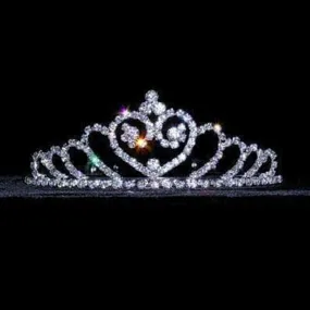 Expanding Heart Cryatal Rhinestone Silver Tiara