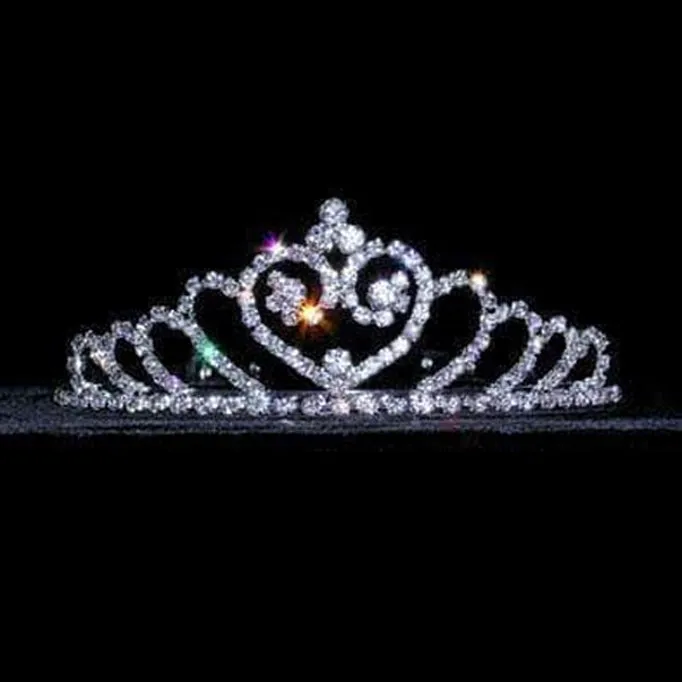 Expanding Heart Cryatal Rhinestone Silver Tiara