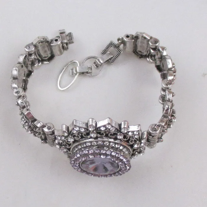 Exquisite Woman's Fashion Lilac Crystal & Rhinestone Bracelet