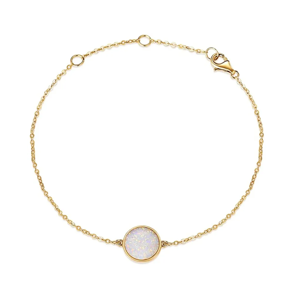 FANCIME Opal Gemstone 14K Solid Yellow Gold Bracelet