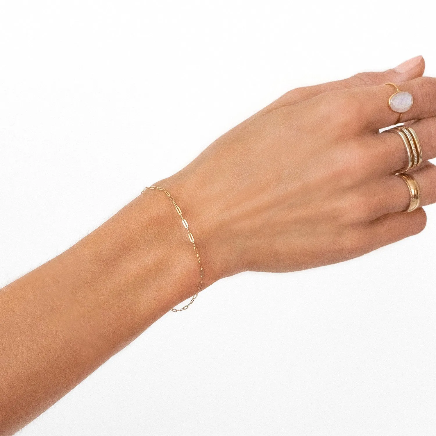 Flat Drawn Cable Bracelet | Solid 14k Gold