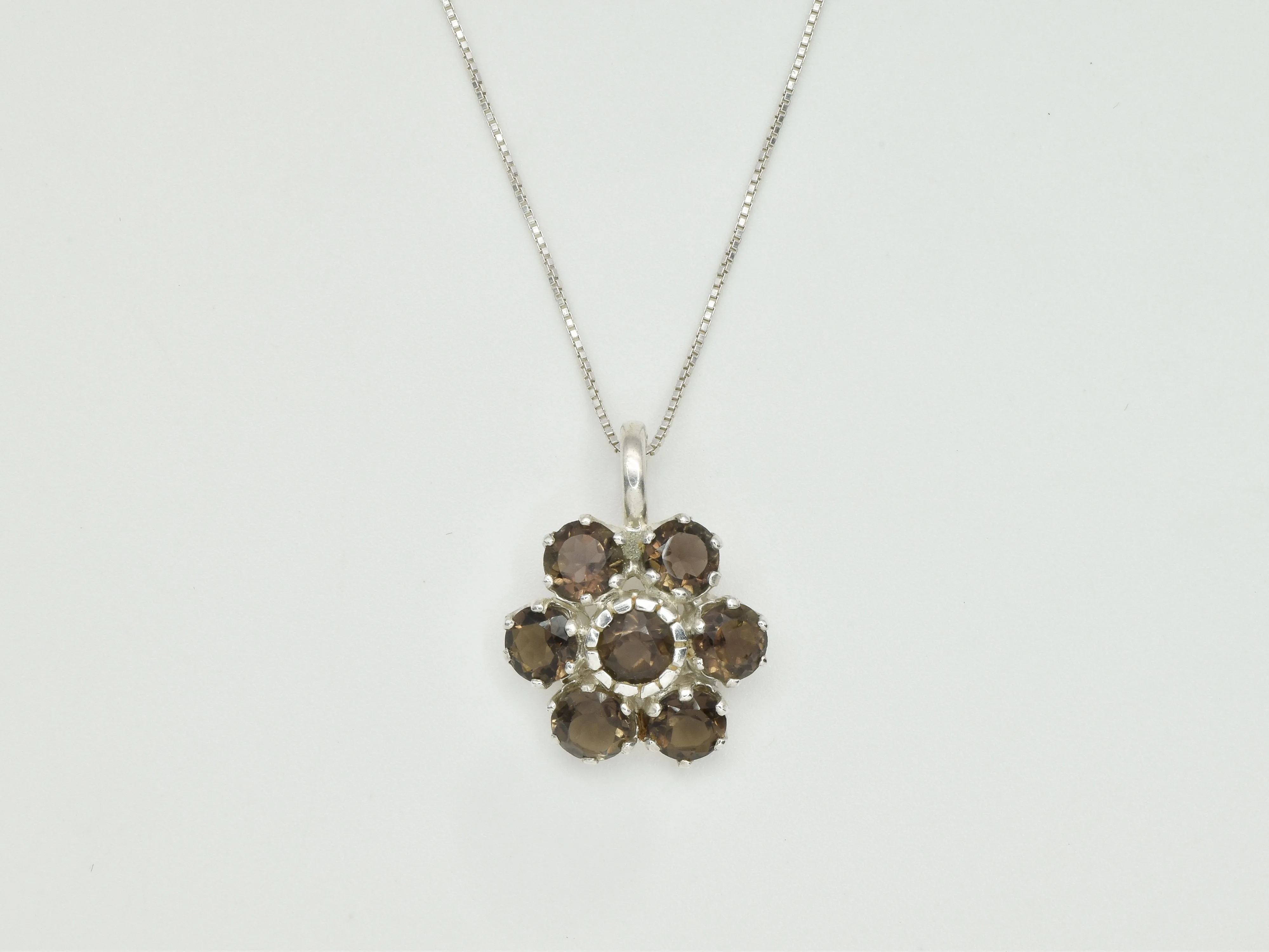 Flower Topaz Pendant - Real Smoky Topaz Necklace - Brown Flower Necklace