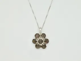 Flower Topaz Pendant - Real Smoky Topaz Necklace - Brown Flower Necklace