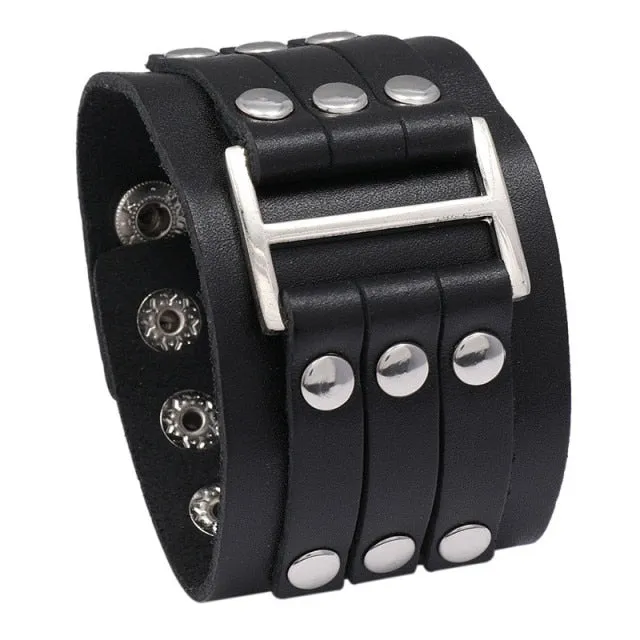 'Fright' PU Faux Leather Stud Punk Goth Bracelet, Cuff, Wristband