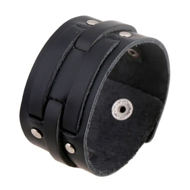 'Fright' PU Faux Leather Stud Punk Goth Bracelet, Cuff, Wristband