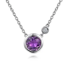 Gabriel & Co Amethyst Bezel-Set Necklace