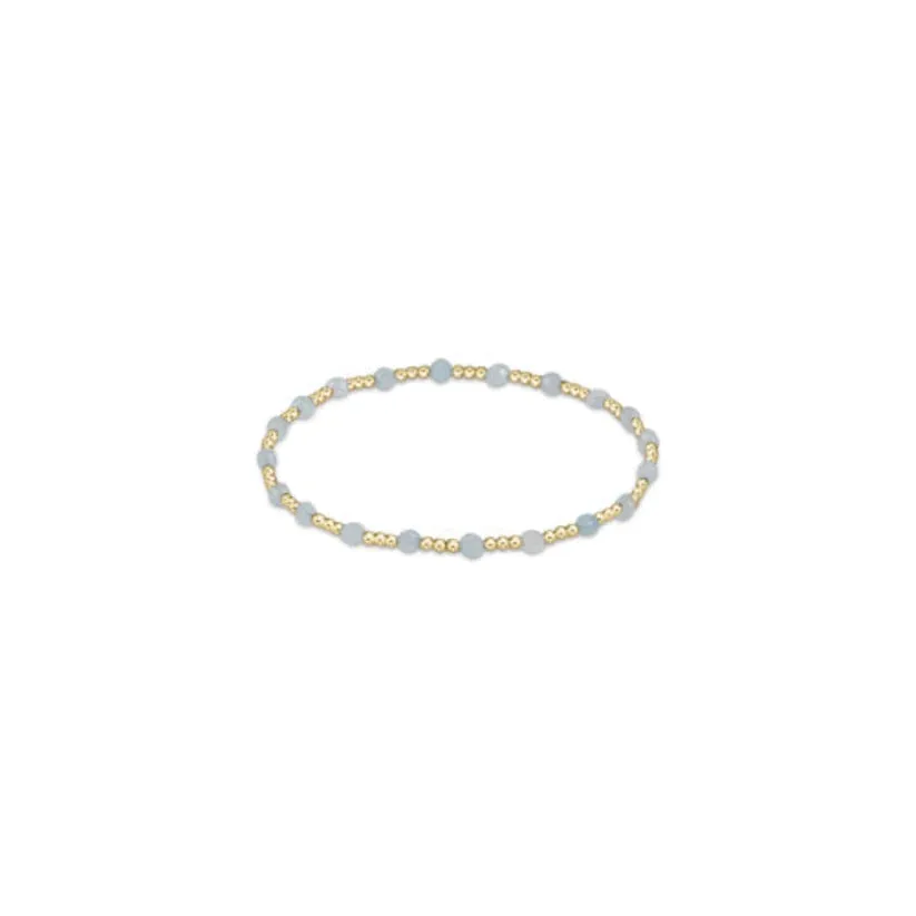 Gemstone Gold Sincerity Pattern 3mm Bead Bracelet - Aquamarine