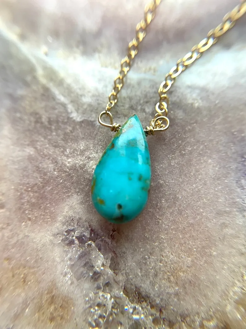 Genuine Arizona Turquoise Necklace  Crystal Necklace