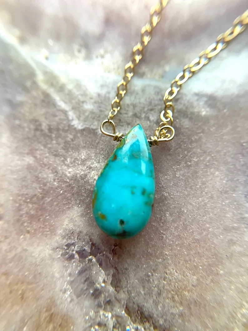 Genuine Arizona Turquoise Necklace  Crystal Necklace