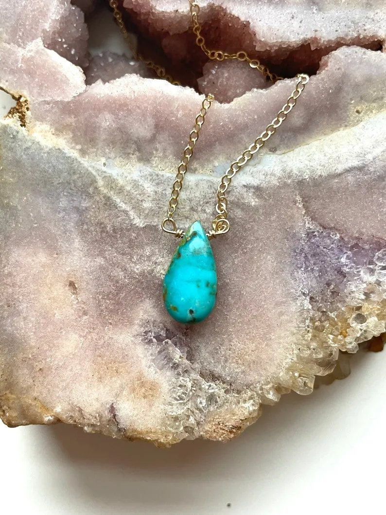 Genuine Arizona Turquoise Necklace  Crystal Necklace