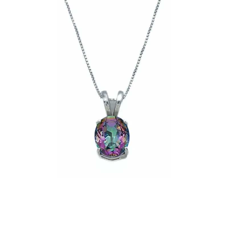 Genuine Topaz Necklace - Dainty Purple Pendant - Mystic Topaz Necklace