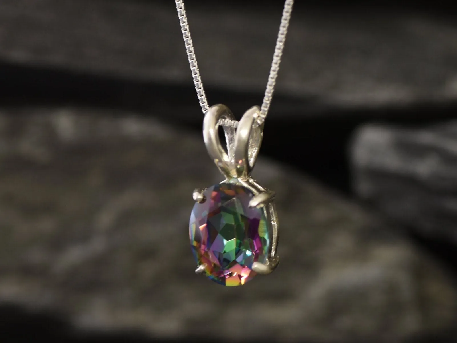 Genuine Topaz Necklace - Dainty Purple Pendant - Mystic Topaz Necklace