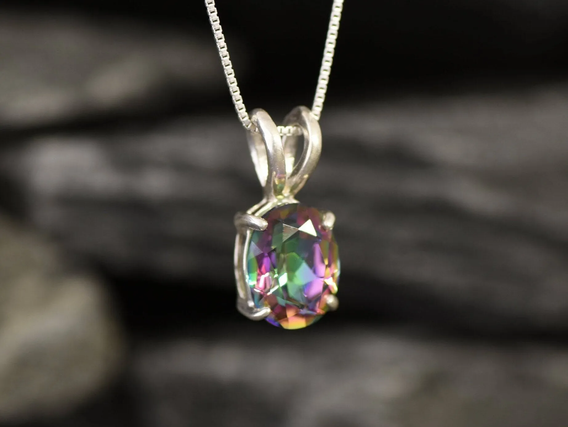 Genuine Topaz Necklace - Dainty Purple Pendant - Mystic Topaz Necklace