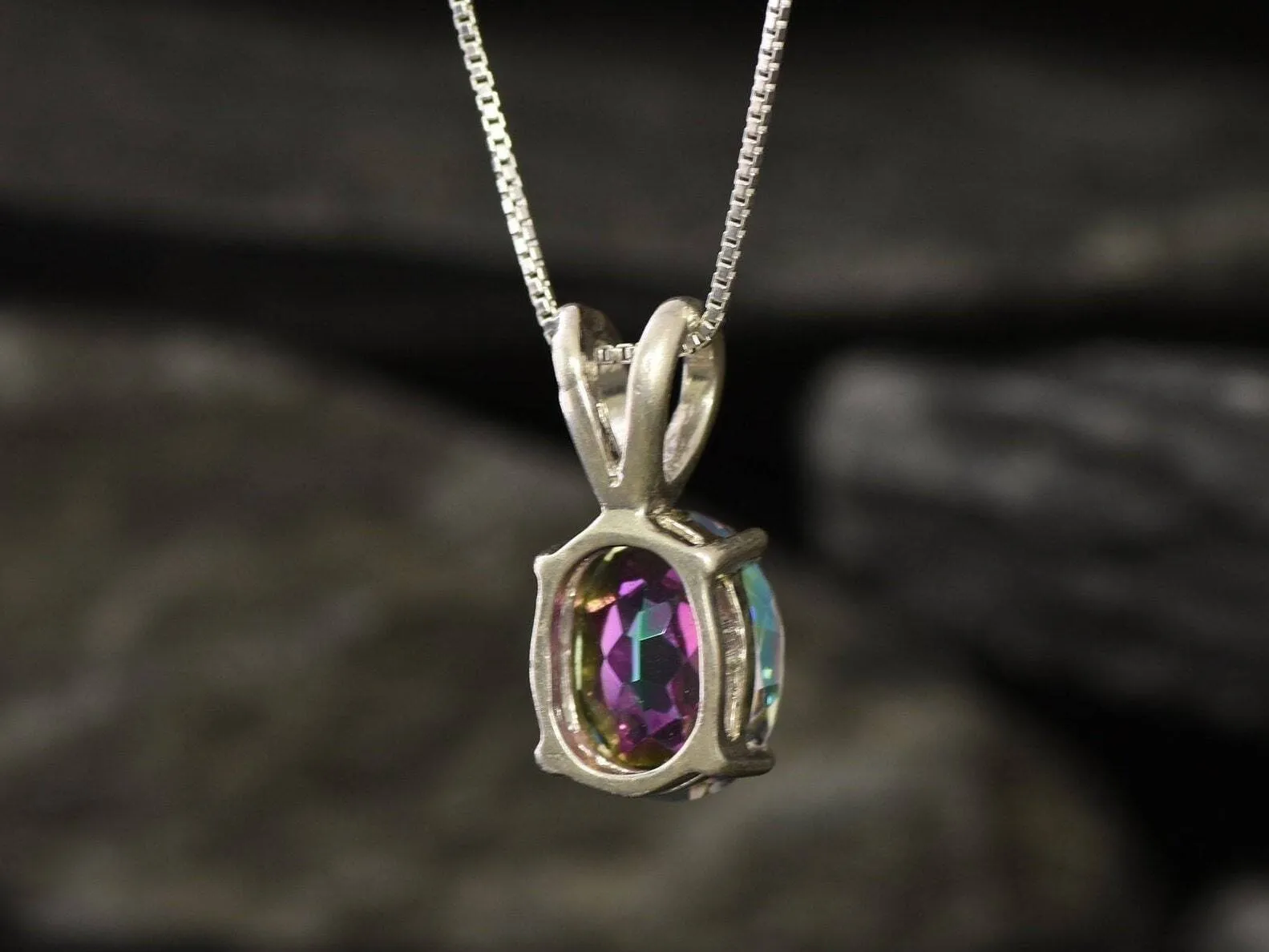 Genuine Topaz Necklace - Dainty Purple Pendant - Mystic Topaz Necklace