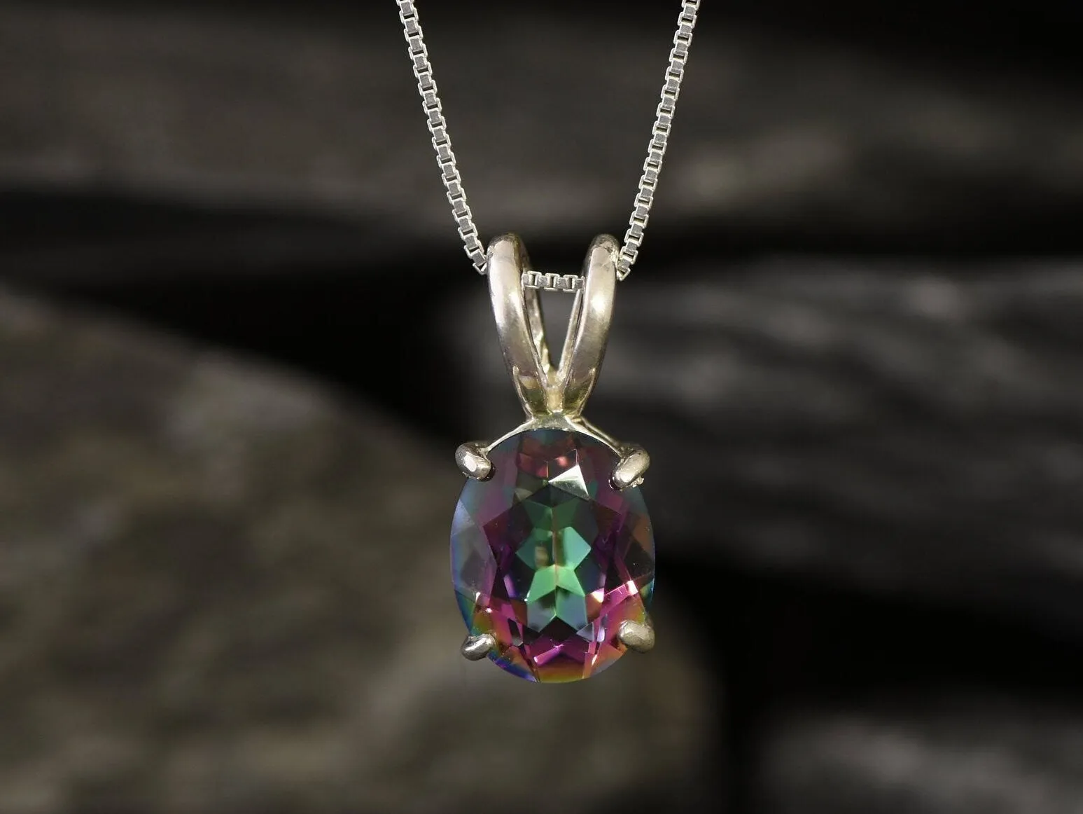 Genuine Topaz Necklace - Dainty Purple Pendant - Mystic Topaz Necklace