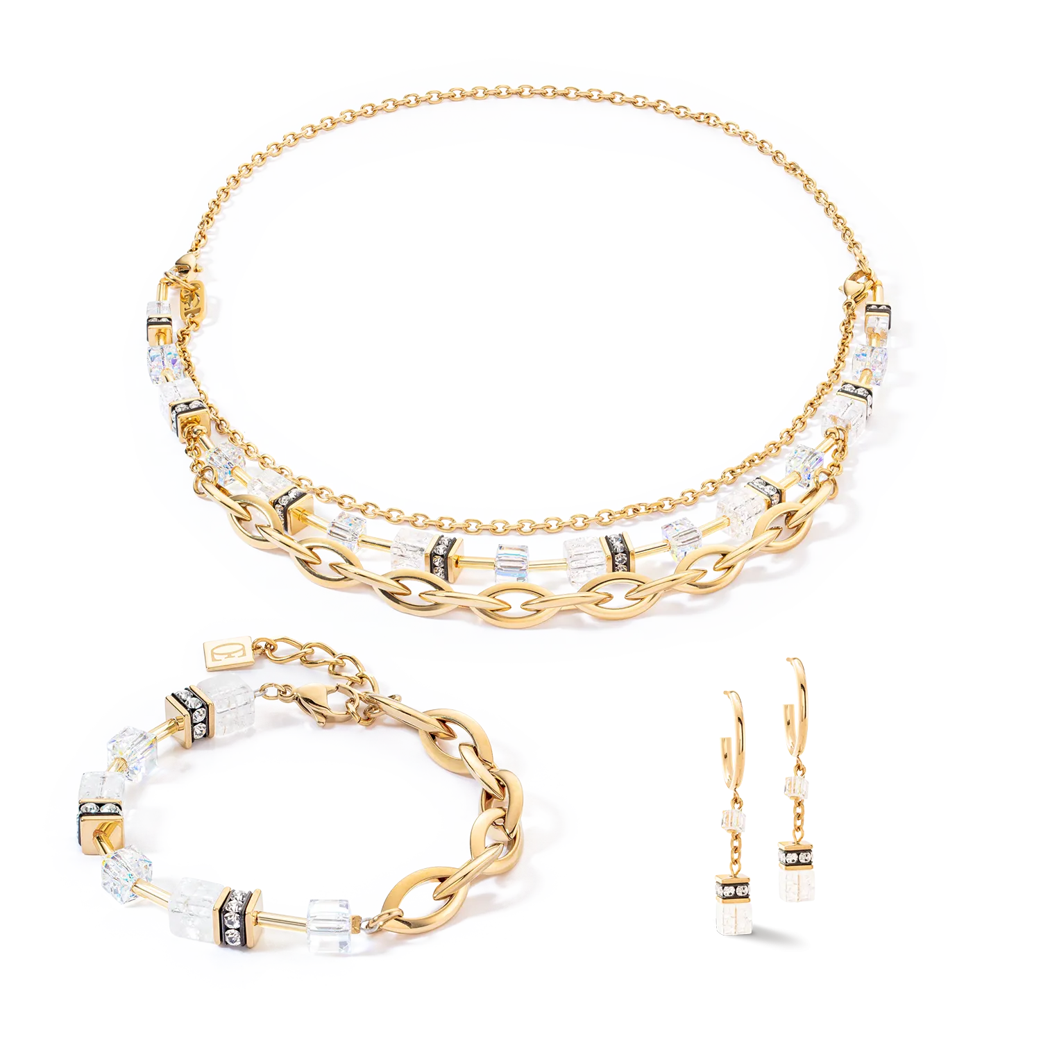 GeoCUBE® Festive Layer bracelet gold-white