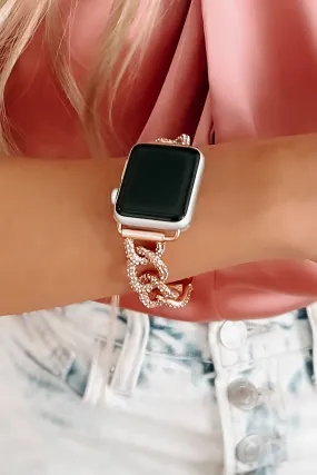 Glamour Hour Rhinestone Chain Apple Watch Band (Rose Gold)