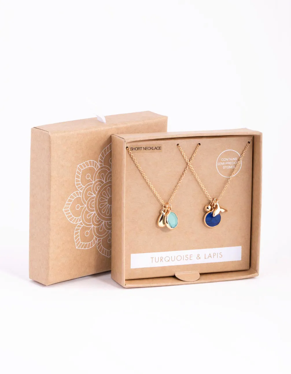 Gold & Blue Semi-Precious Jingle Necklace Pack