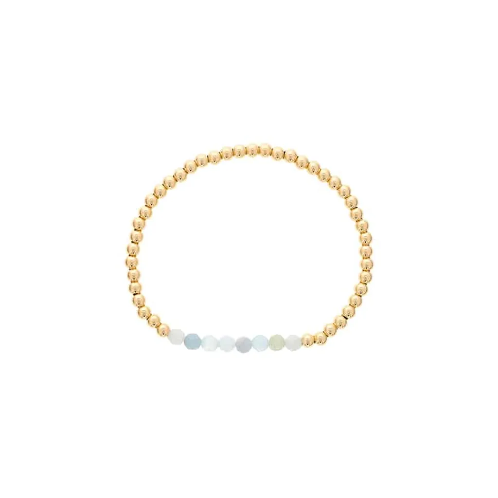 Gold Filled Aquamarine Bead Stretch Bracelet by Dee Berkley