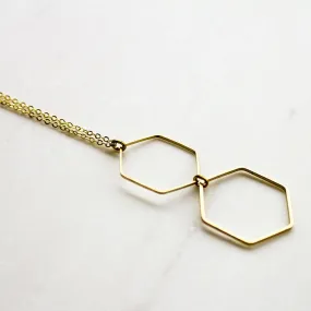 Gold Hexagon Layering Necklace