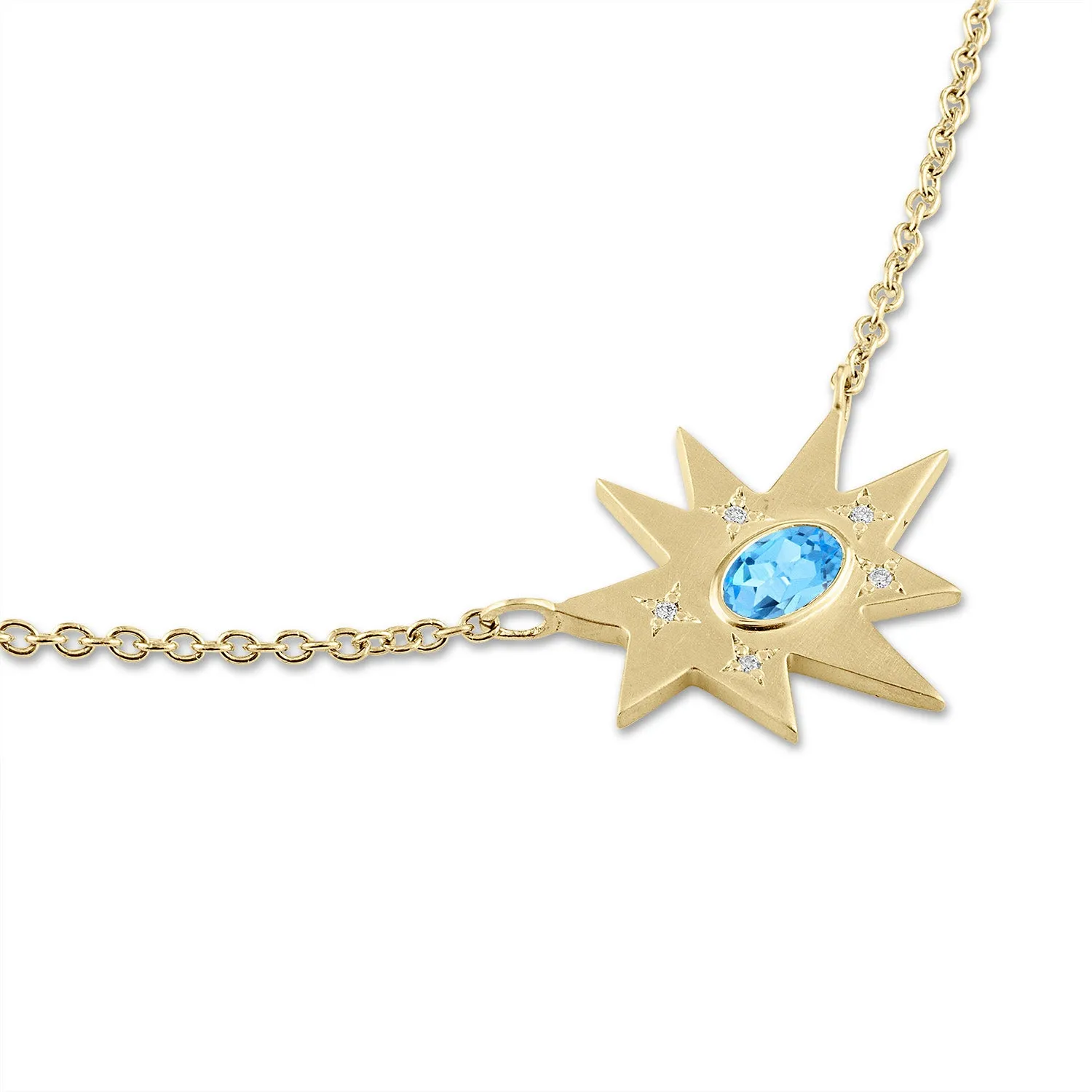 Gold Midi KAPOW! Necklace: Blue Topaz