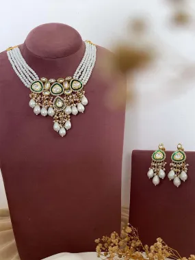 Gold Plated Kundan Layered Studded Choker Set