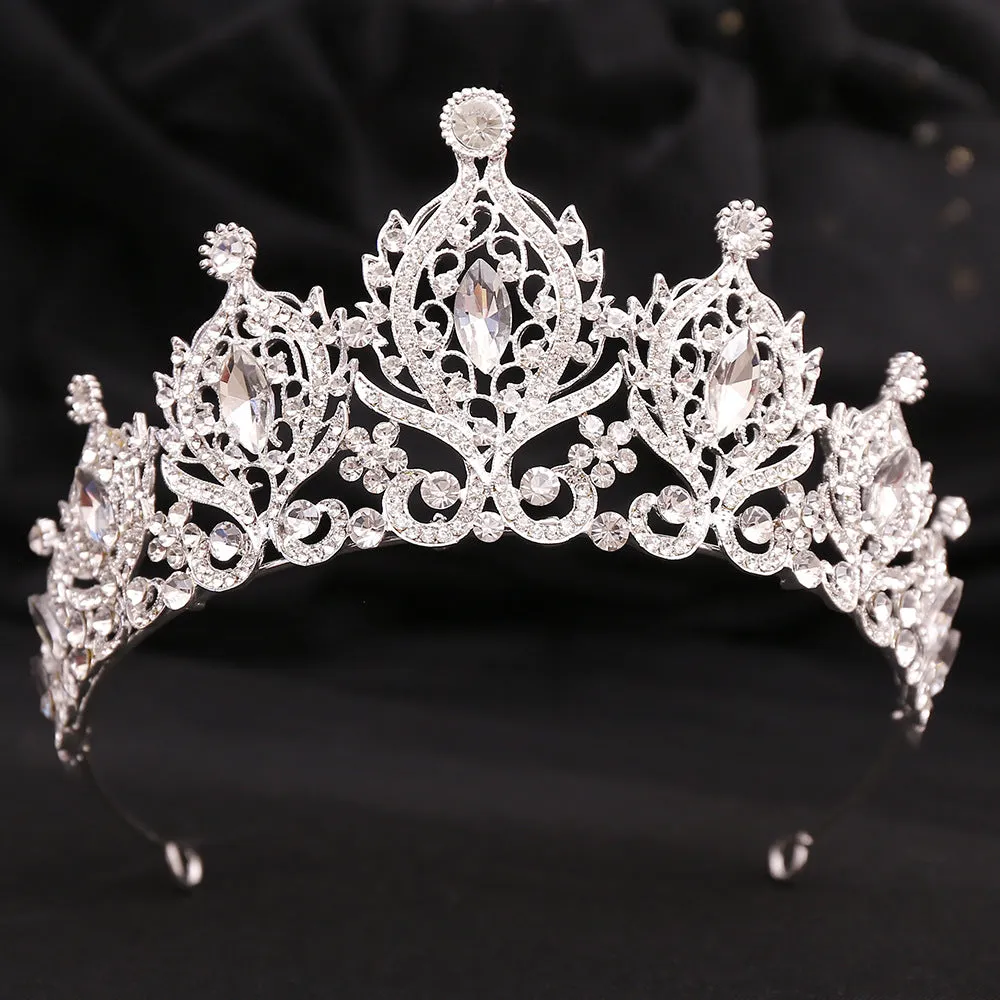 Gold Red Color Crystal Wedding Tiaras And Crowns Party Rhinestone Prom Bridal Diadem Crown Tiara For Women Hair Jewelry