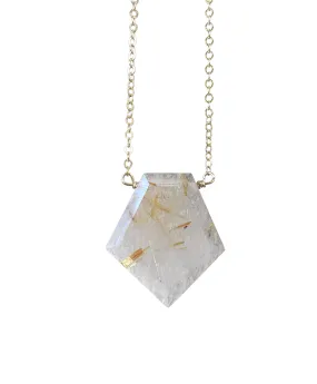 Golden Rutilated Quartz Necklace - Golden Healer Crystal Necklace