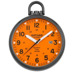 Gotham Men's Sport Series Gunmetal Stainless Steel Analog Quartz Date Pocket Watch # GWC14109BO