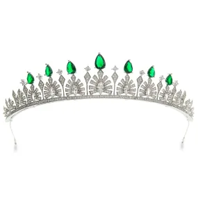 Green/Clear Zirconia Tiara for Wedding,Crystal Princess Tiaras,Party Headpieces CH10160