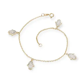 Hamsa Hands 14K Gold Bracelet