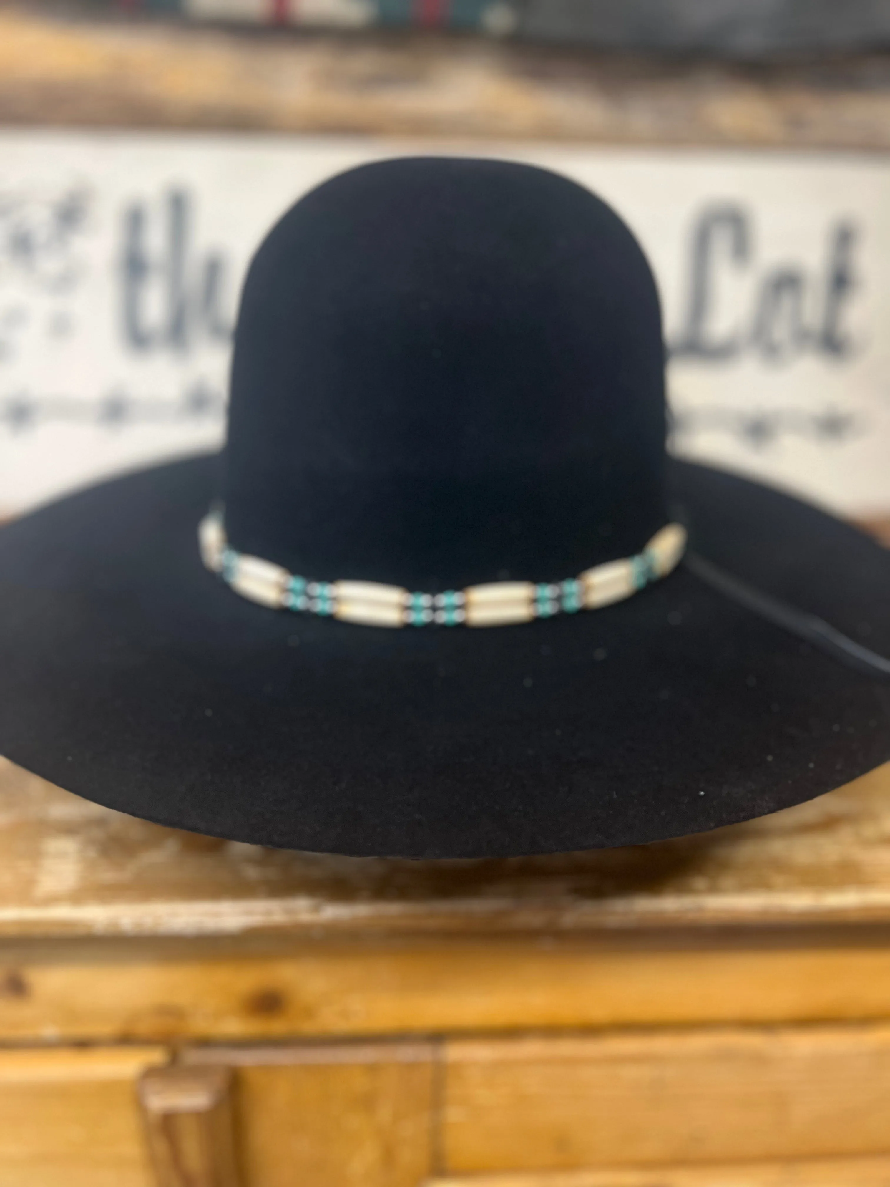 Hat Band | 2 Strand Bone w/ Turquoise Accents and Tie