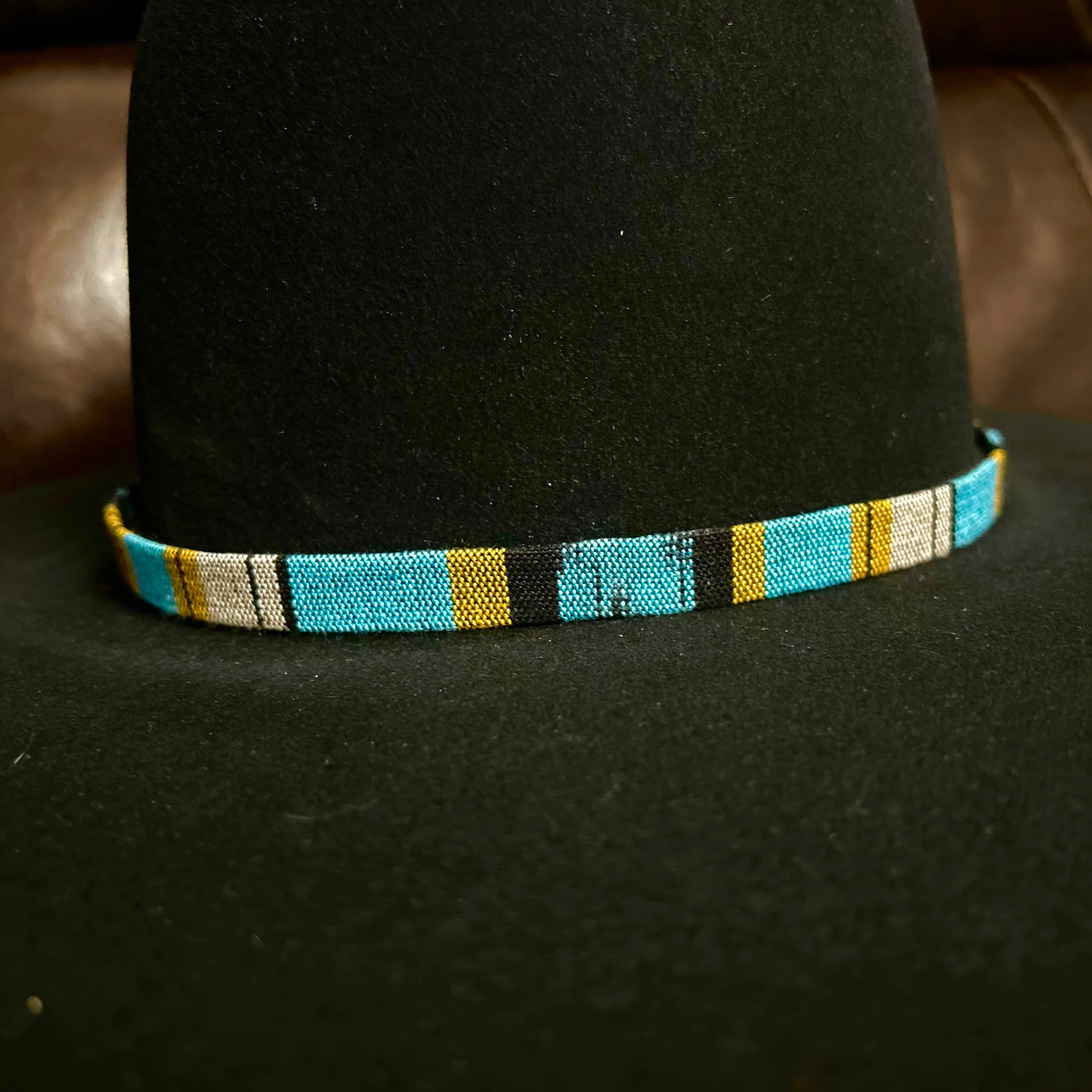 Hatband HB30-14 1/2" Tapestry Turquoise/Black/Yellow/Gray