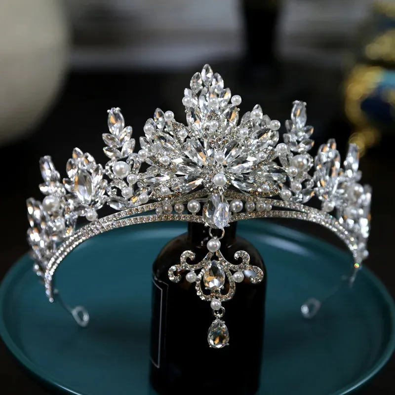 Head Jewel Crystal Royal  Silver Tiara Crown Accessory