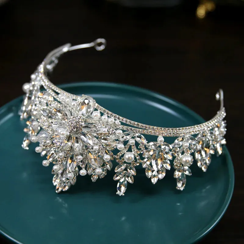 Head Jewel Crystal Royal  Silver Tiara Crown Accessory