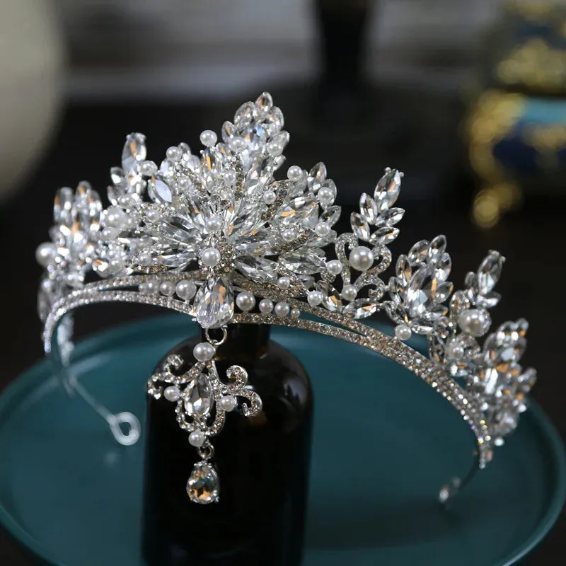 Head Jewel Crystal Royal  Silver Tiara Crown Accessory