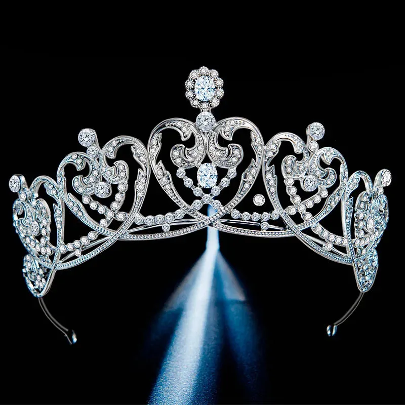 Heart Shape Royal Crystal Princess Tiara Crown