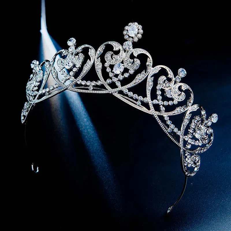 Heart Shape Royal Crystal Princess Tiara Crown