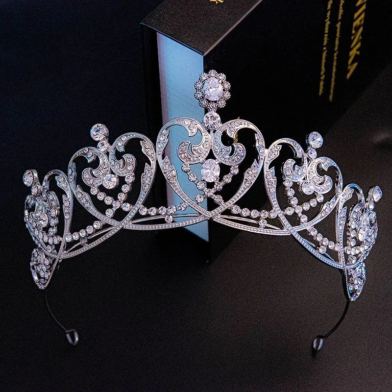 Heart Shape Royal Crystal Princess Tiara Crown