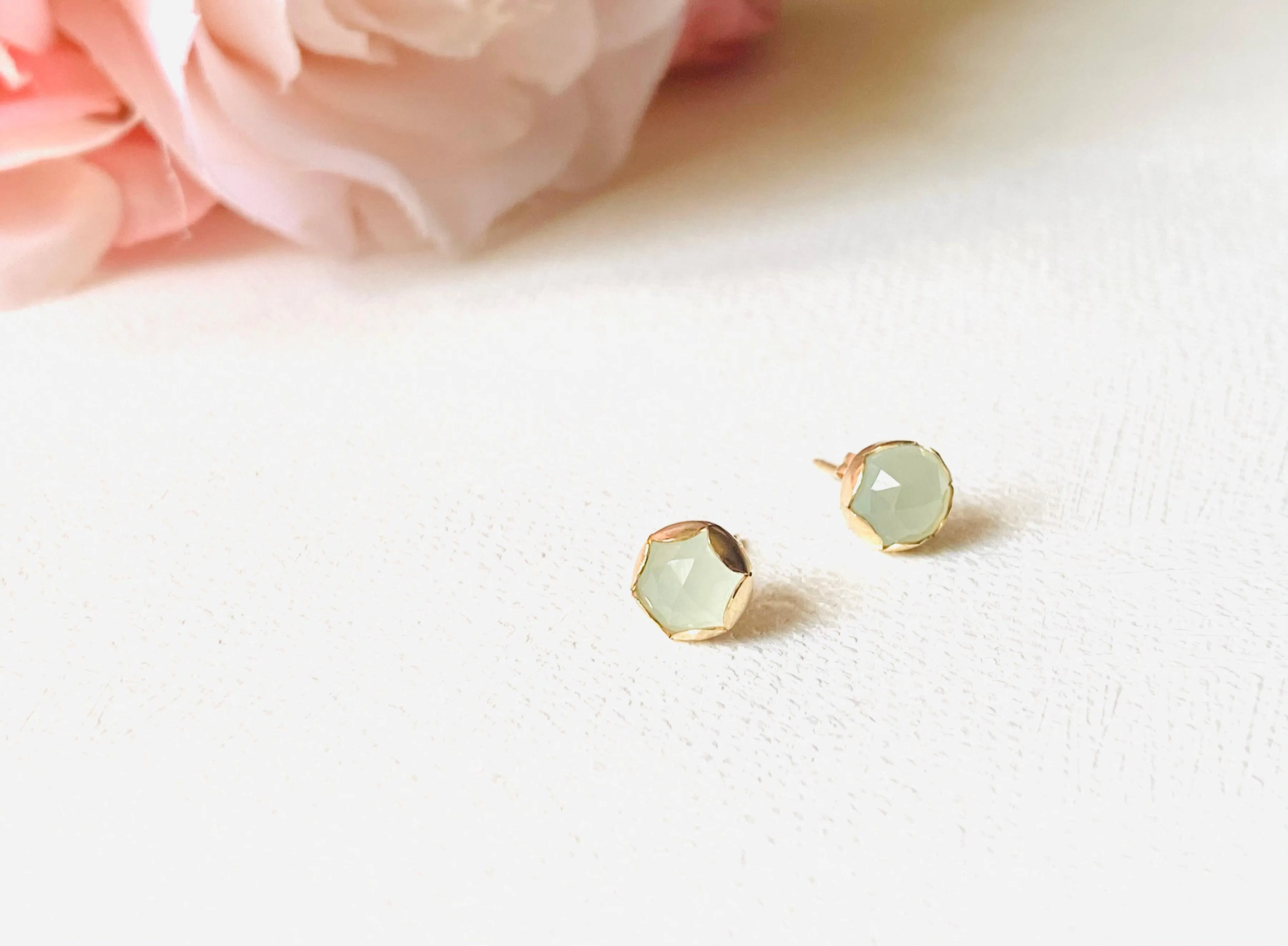 High End Aquamarine Stud, Gold and Aquamarine Stud Earrings, Aquamarine Gold Stud Earrings