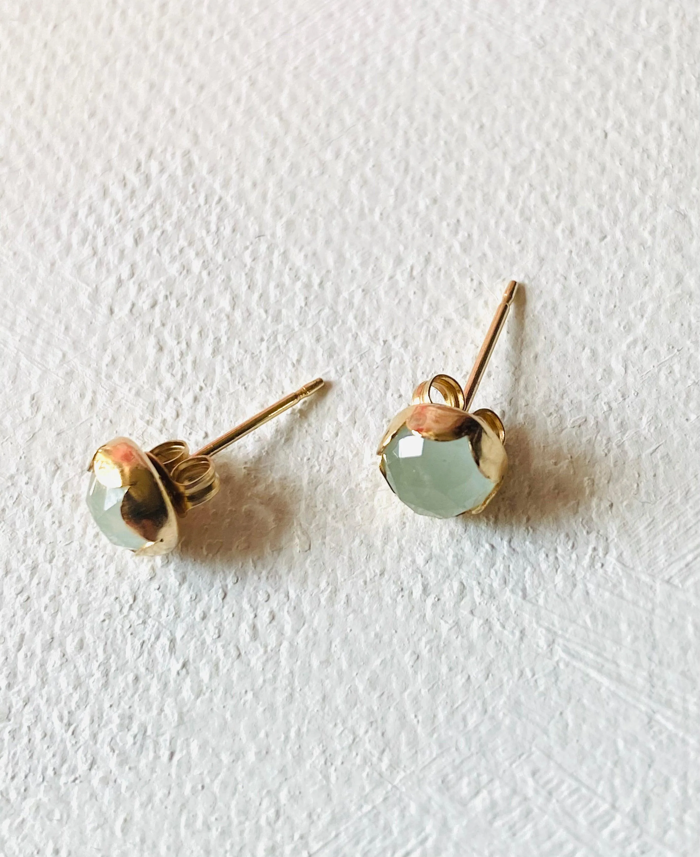 High End Aquamarine Stud, Gold and Aquamarine Stud Earrings, Aquamarine Gold Stud Earrings