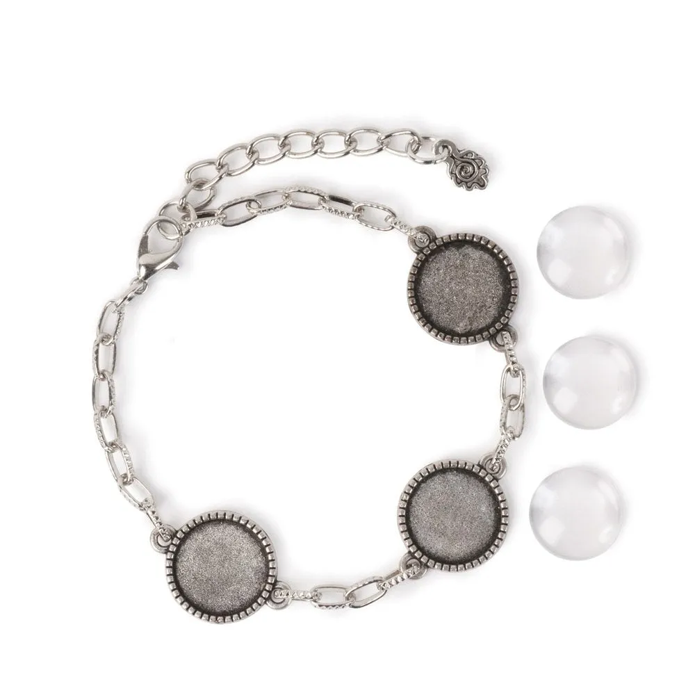 Indi-Pendants Bracelet for three 14mm Round Pictures - Silver Color