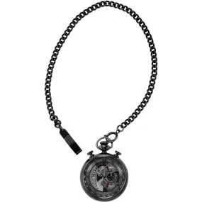 Invicta Men's Chronograph Pocket Watch - Vintage Black and Grey Dial SS Case | 34458