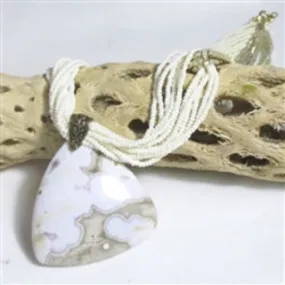 Ivory Multi-strand Necklace with Gemstone Pendant - Ocean Jasper