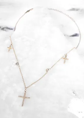 Jacquie Aiche Gold and Diamond Cross Choker Necklace