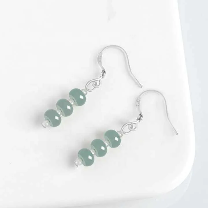 Jade Earrings Stud Exquisite Natural Jadeite Bluewater Abacus Bead Earrings - Authentic & Stunning Stud Jade Earring