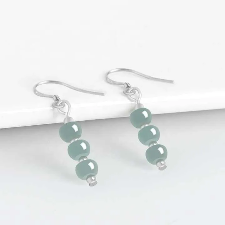 Jade Earrings Stud Exquisite Natural Jadeite Bluewater Abacus Bead Earrings - Authentic & Stunning Stud Jade Earring